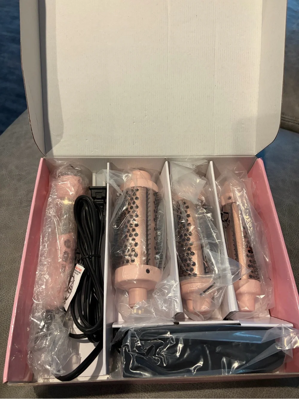 Pink 3‑Barrel Hot Air Styling Brush Set —